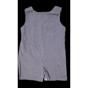 VTG Royal Child Smocked Patriotic Stars Shortall Romper Toddler 18mo Boy‎ July 4